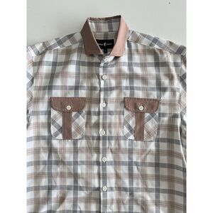 BLUE JAZZ ‎ Men Short Sleeve Color Button Front Shirt XL